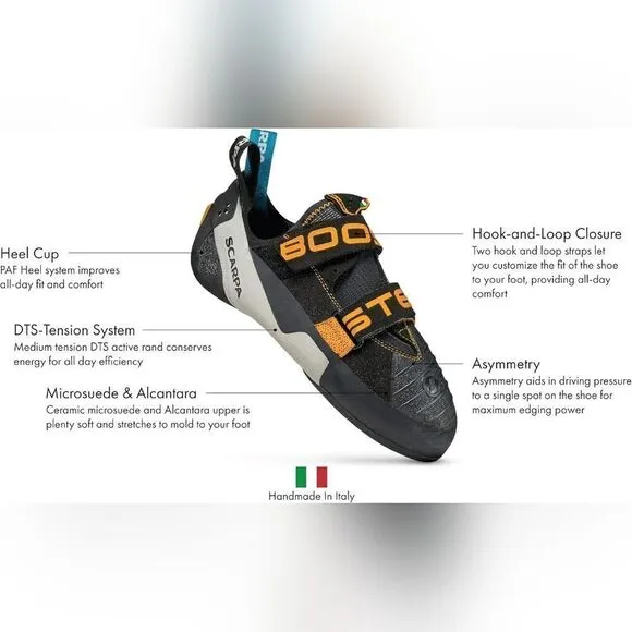 (S-AB137)  SCARPA Booster Vegan Rock Climbing Shoes Sz 7 Women's- 6 Men's