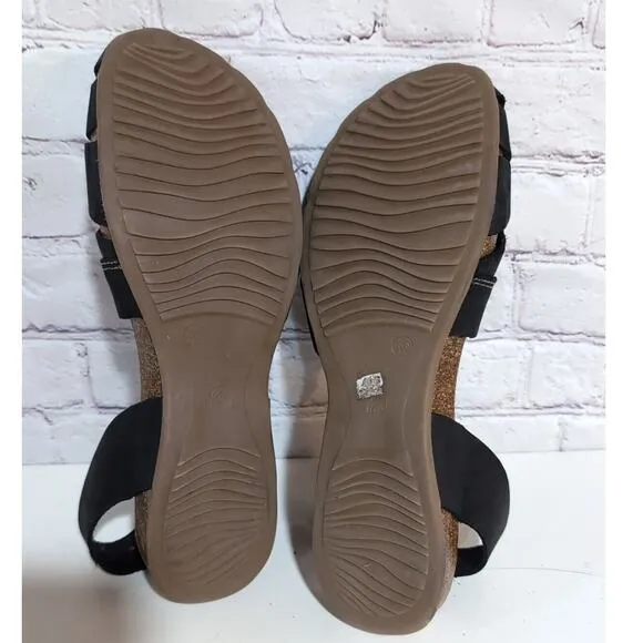 Sabatini T Moro Black Leather Sandal Woman's 9-9.5 Mary Jane Soft Footbed #4603