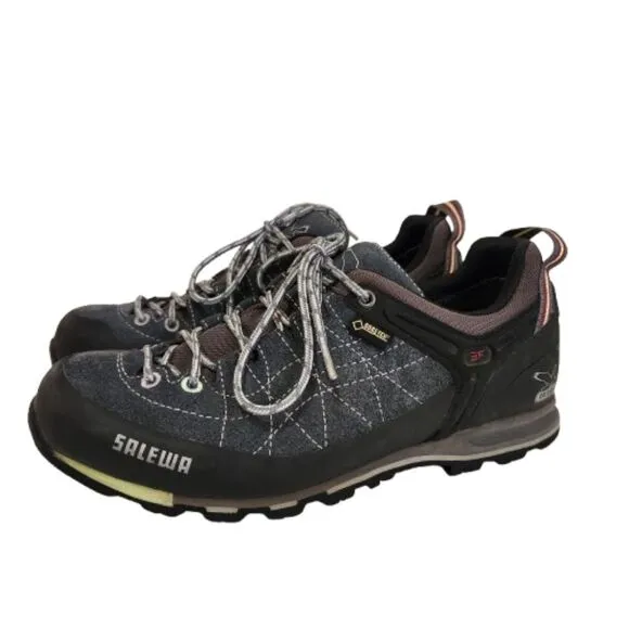 Salewa GTX-Pelle Mountain Trainer Hiking Shoes Carbon Mint Suede Women's Size 8