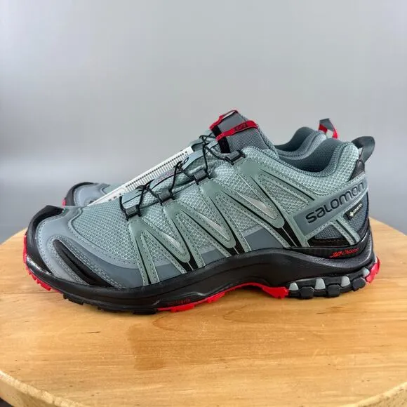 Salomon XA Pro 3D GTX v9 Mens Size 10 Shoes Grey Red Hiking Trail Outdoor NEW