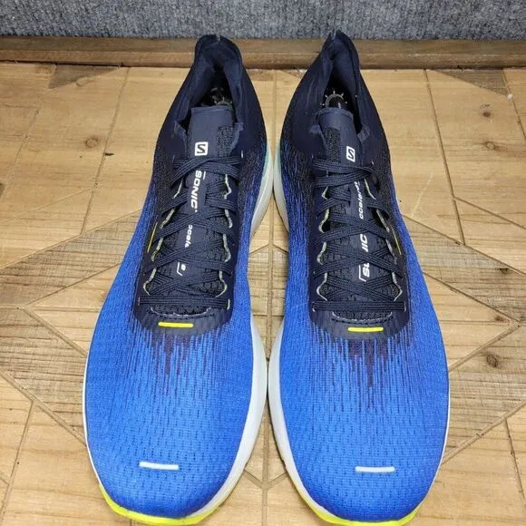 Salomon Mens Size 12 Sonic 4 Accelerate Athletic Minimalist Running Shoes Blue