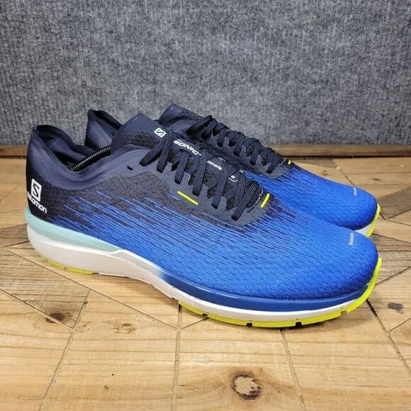 Salomon Mens Size 12 Sonic 4 Accelerate Athletic Minimalist Running Shoes Blue