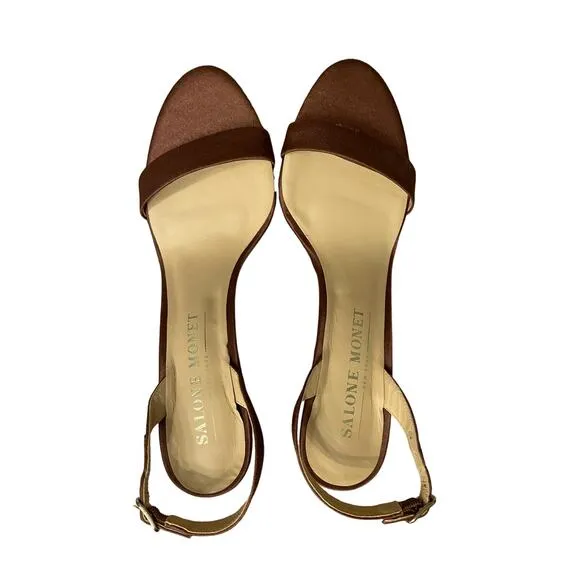 Salone Monet Sable Open Toe High Heels Pump Sandals Slingback Bank Size 9.5M