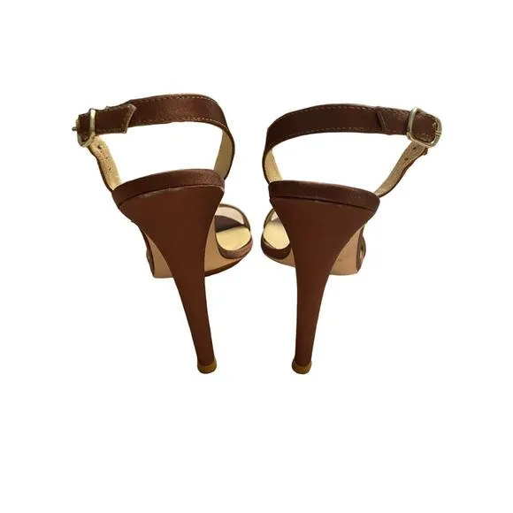 Salone Monet Sable Open Toe High Heels Pump Sandals Slingback Bank Size 9.5M