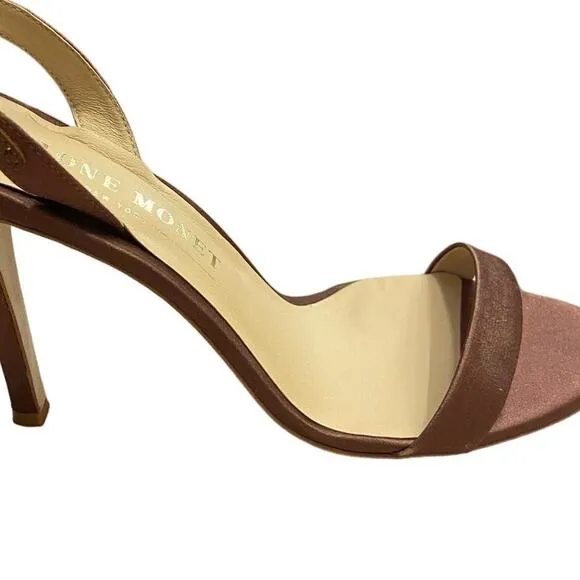 Salone Monet Sable Open Toe High Heels Pump Sandals Slingback Bank Size 9.5M