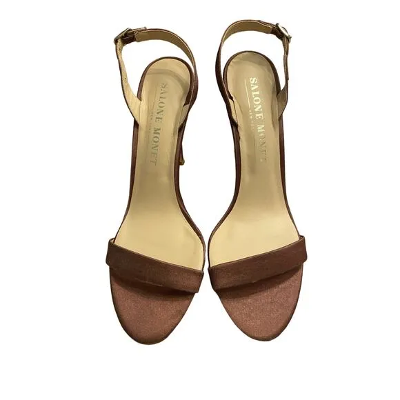 Salone Monet Sable Open Toe High Heels Pump Sandals Slingback Bank Size 9.5M