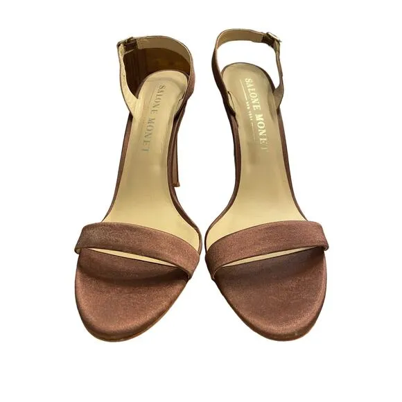Salone Monet Sable Open Toe High Heels Pump Sandals Slingback Bank Size 9.5M