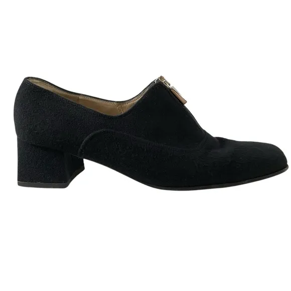 Salvatore Ferragamo Black Pony Hair Square Toe Block Heels Size 9 Made in Italy
