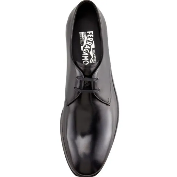 SALVATORE FERRAGAMO STEFANO LACE-UP BLACK LEATHER SIZE 8