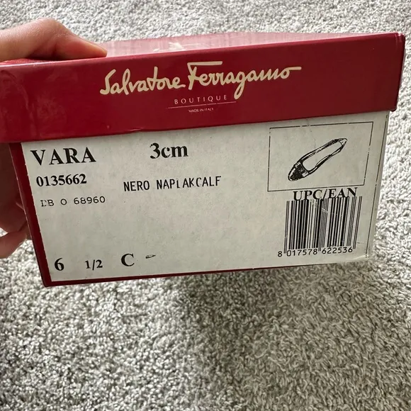 Salvatore Ferragamo Vara Black Leather Heels