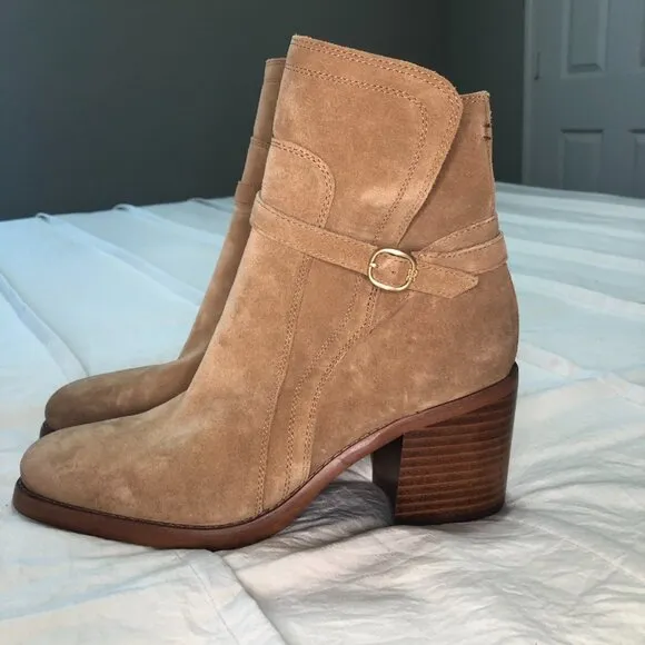 Sam Edelman Simona Block Heel Leather/Suede Bootie size 8.5 brand new
