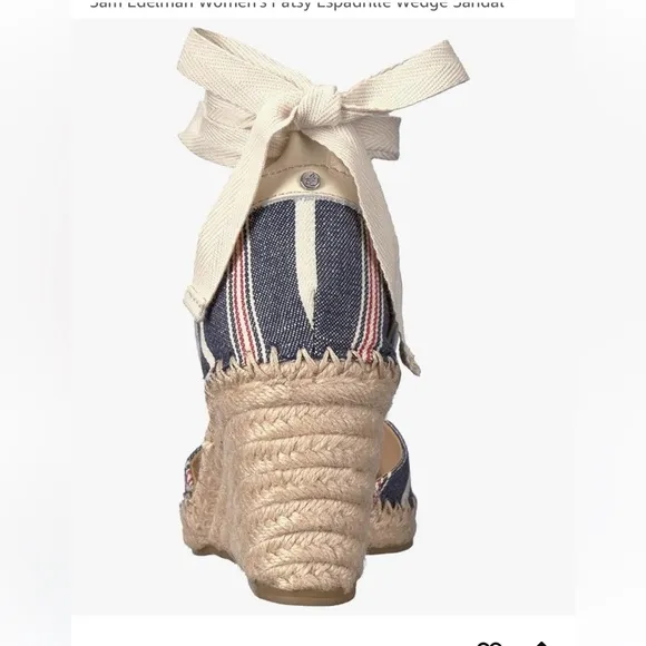 Sam Edelman Women's Patsy Espadrille Wedge Sandal Blue Americana Stripe Size 7.5