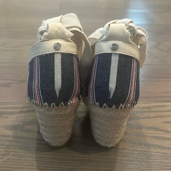 Sam Edelman Women's Patsy Espadrille Wedge Sandal Blue Americana Stripe Size 7.5