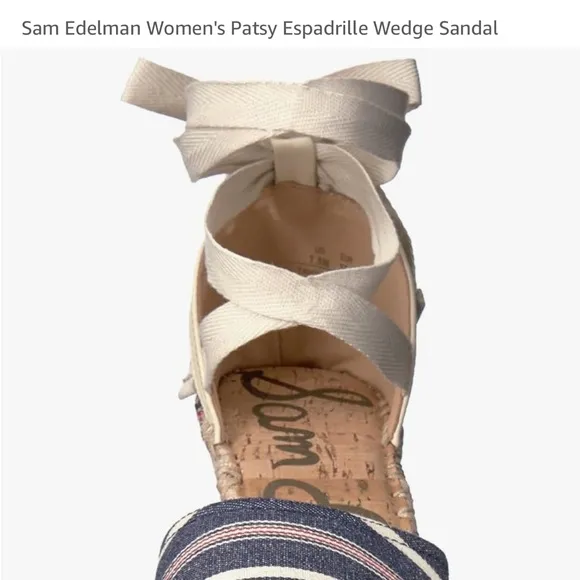 Sam Edelman Women's Patsy Espadrille Wedge Sandal Blue Americana Stripe Size 7.5
