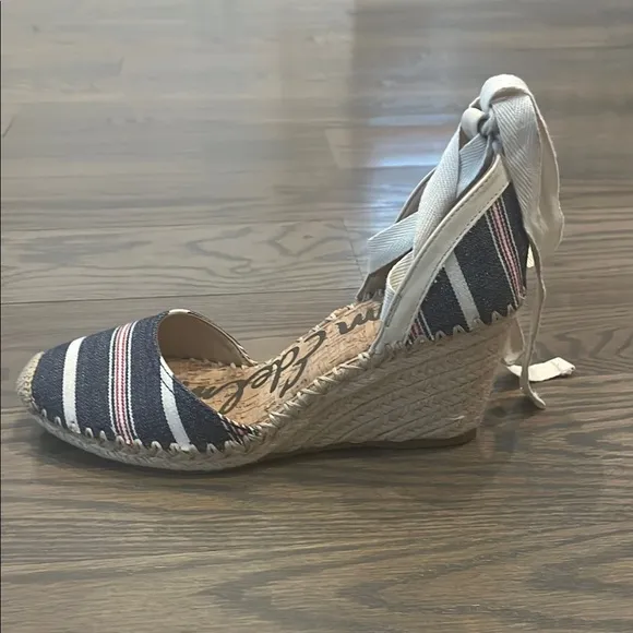 Sam Edelman Women's Patsy Espadrille Wedge Sandal Blue Americana Stripe Size 7.5