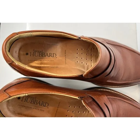 Samuel Hubbard Mens Brown Penny Loafer Leather Slip On Shoes Vibram Sole 10 M