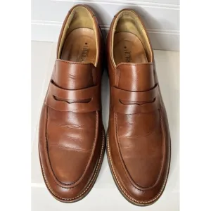 Samuel Hubbard Mens Brown Penny Loafer Leather Slip On Shoes Vibram Sole 10 M