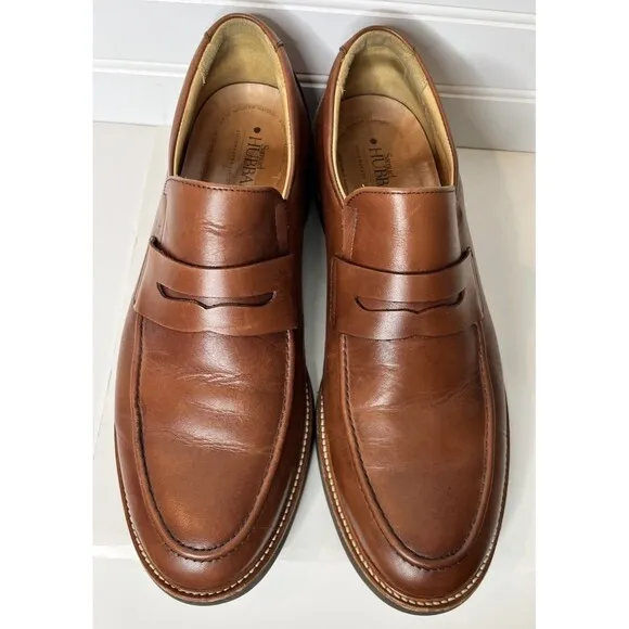 Samuel Hubbard Mens Brown Penny Loafer Leather Slip On Shoes Vibram Sole 10 M