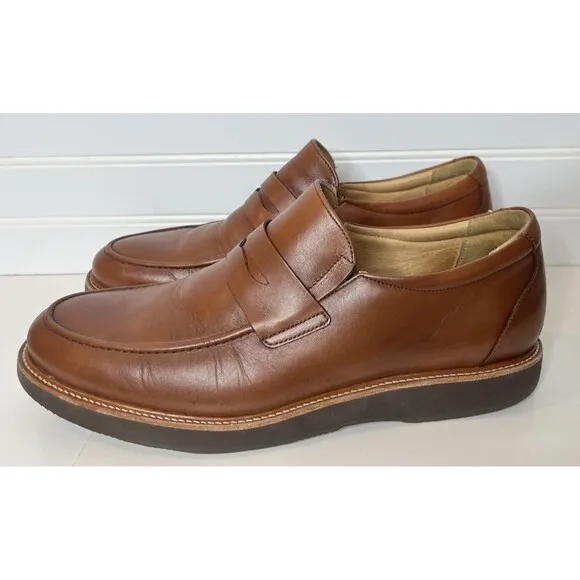 Samuel Hubbard Mens Brown Penny Loafer Leather Slip On Shoes Vibram Sole 10 M