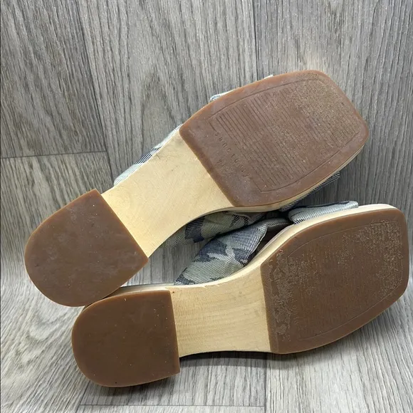 Sanctuary Blue and Cream Mules with Modern Cross-Strap Design