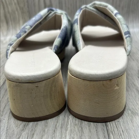 Sanctuary Blue and Cream Mules with Modern Cross-Strap Design