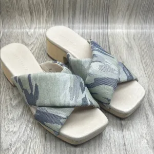 Sanctuary Blue and Cream Mules with Modern Cross-Strap Design