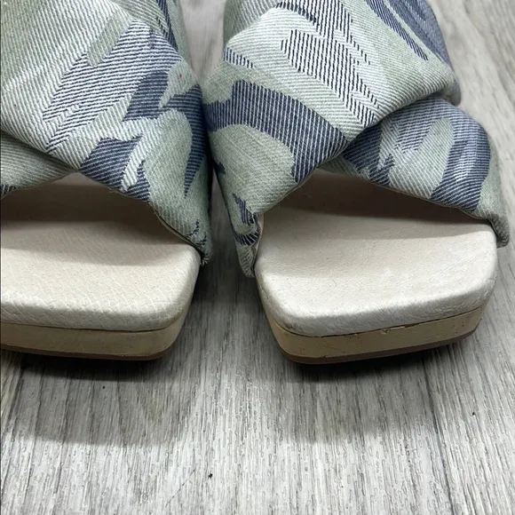 Sanctuary Blue and Cream Mules with Modern Cross-Strap Design