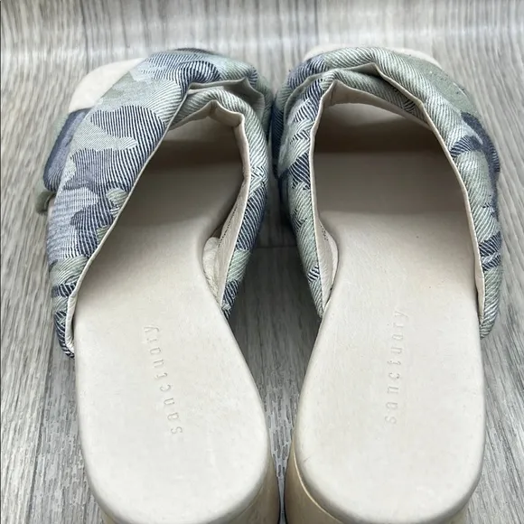 Sanctuary Blue and Cream Mules with Modern Cross-Strap Design