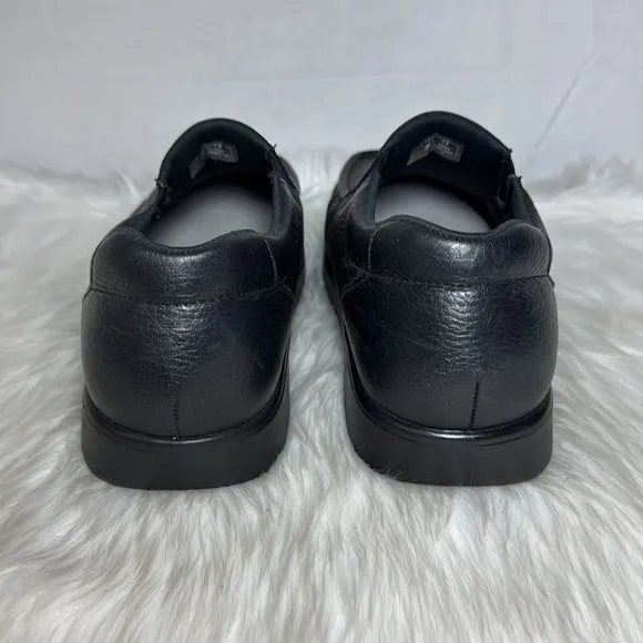 SAS Classic Black Leather Side Gore Slip-On Loafers Shoes Sz 12 WW WIDE