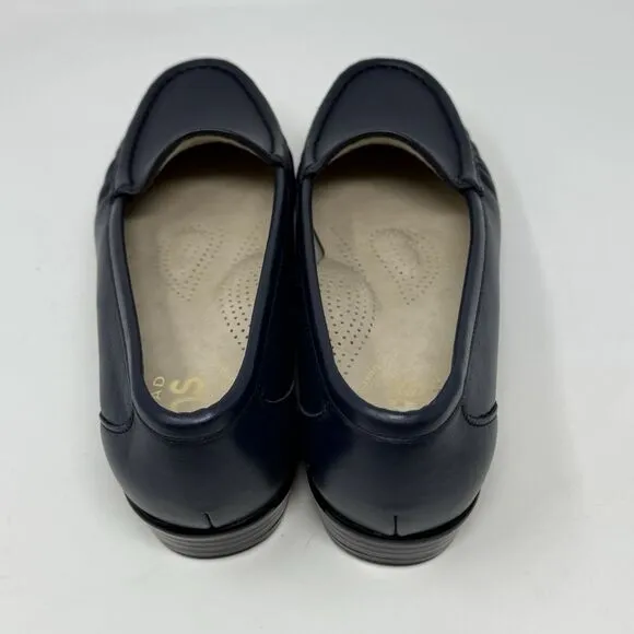 SAS Simplify Loafers Womens 6.5 W Wide Blue Leather Comfort Casual Slip On Shoes