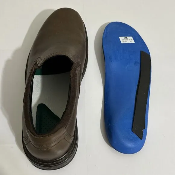 SAS Step Slip On Loafers Brown Leather Men's Sz 10W New Balance Insoles $255