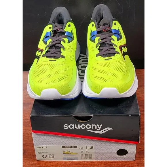 Saucony Guide 15 Acid/Blue Raz Men's Size 11.5 Running Shoes S20684-25, New