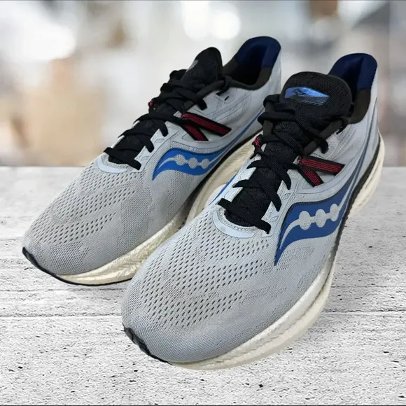 Saucony Men's Size 12.5‎ Triumph 20 Sneaker Vapor Black Blue Running Training