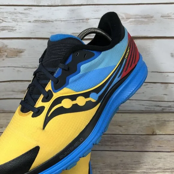 Saucony Ride 14 Shoes Mens Size 9 Athletic Running Jogging Training Blue Yellow