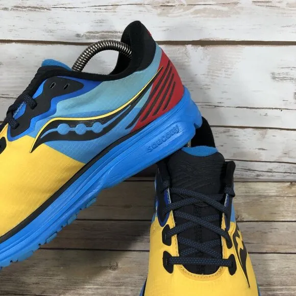 Saucony Ride 14 Shoes Mens Size 9 Athletic Running Jogging Training Blue Yellow