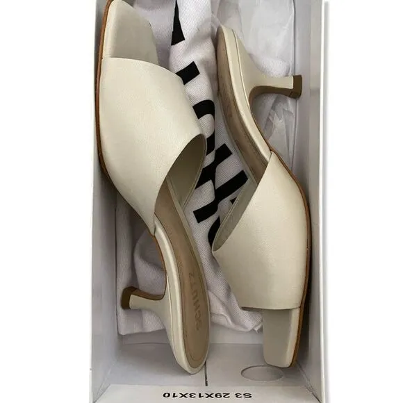 Schutz Dethalia Napa leather sandals shoes mules heels cream Revolve 7.5