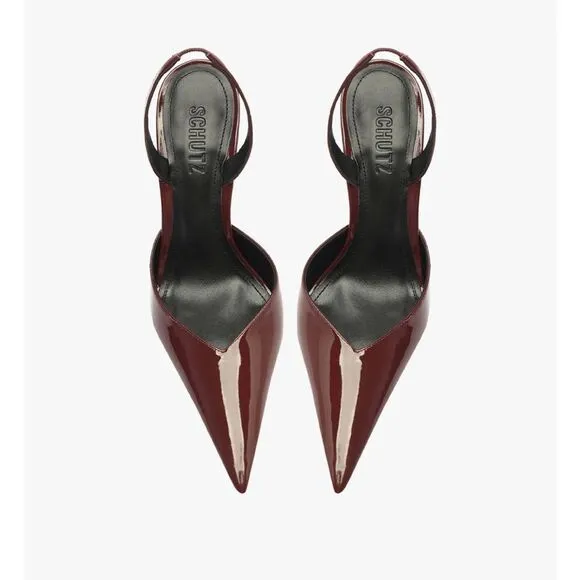 Schutz Sienna pumps platforms shoes cherry red patent wedges Revolve 7