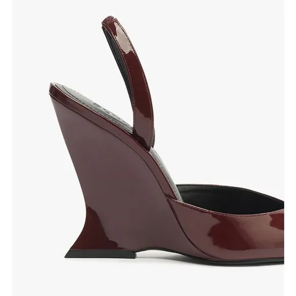 Schutz Sienna pumps platforms shoes cherry red patent wedges Revolve 7