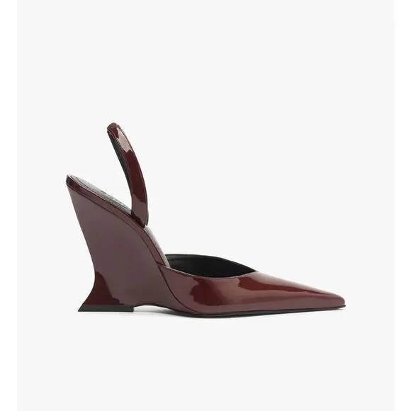 Schutz Sienna pumps platforms shoes cherry red patent wedges Revolve 7