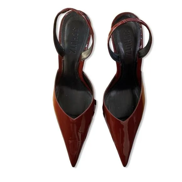 Schutz Sienna pumps platforms shoes cherry red patent wedges Revolve 7