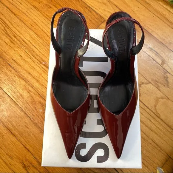 Schutz Sienna pumps platforms shoes cherry red patent wedges Revolve 7
