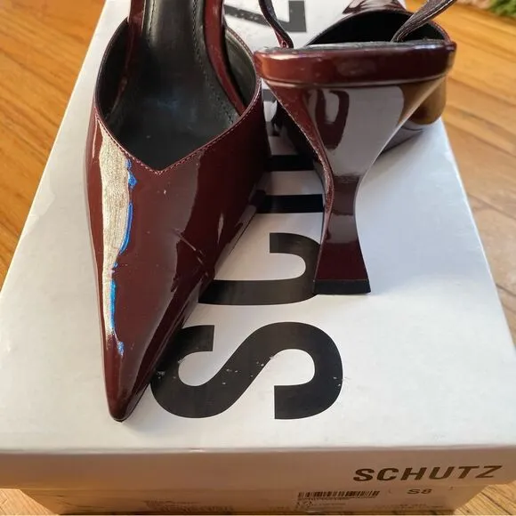 Schutz Sienna pumps platforms shoes cherry red patent wedges Revolve 7