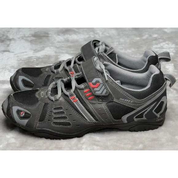Scott Sticki Gray Black Red Lace Up Mountain Biking Shoes Mens EU 43 US 9.5
