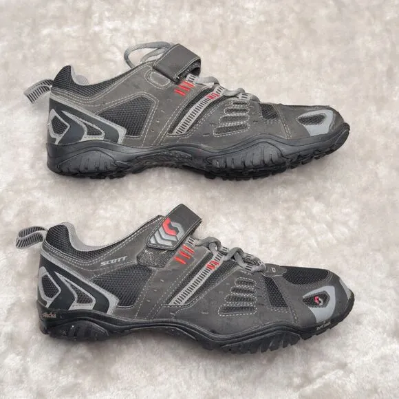 Scott Sticki Gray Black Red Lace Up Mountain Biking Shoes Mens EU 43 US 9.5