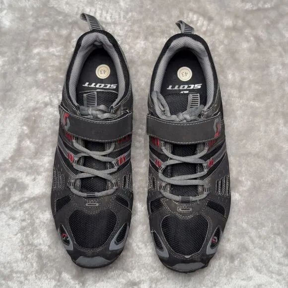Scott Sticki Gray Black Red Lace Up Mountain Biking Shoes Mens EU 43 US 9.5
