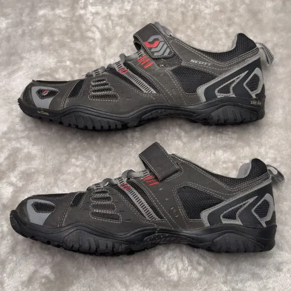 Scott Sticki Gray Black Red Lace Up Mountain Biking Shoes Mens EU 43 US 9.5