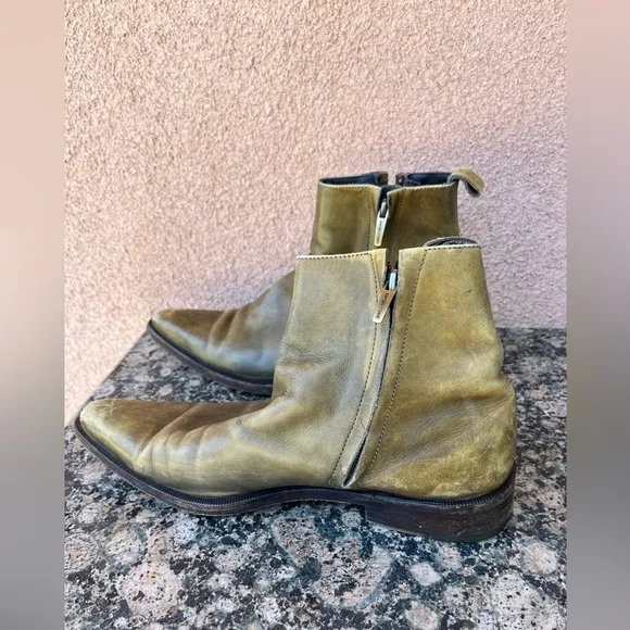 Sergio Rossi Distressed Leather Boots.