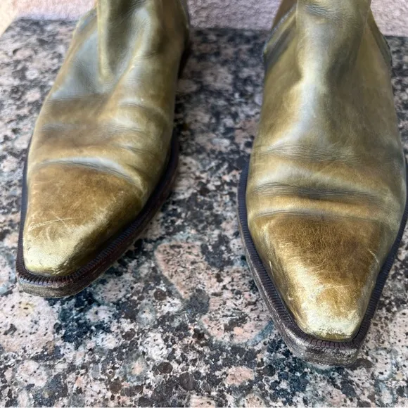 Sergio Rossi Distressed Leather Boots.