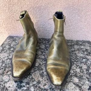 Sergio Rossi Distressed Leather Boots.