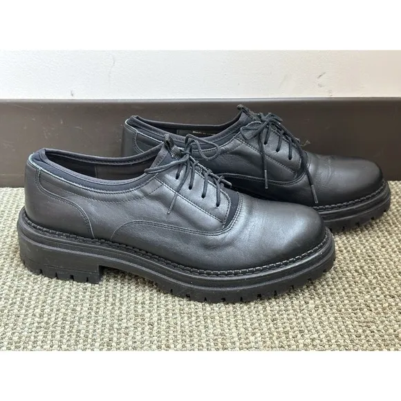 Shelly's London, Black Oxford Leather Shoes, Unisex Men's 7/Women's 8.5